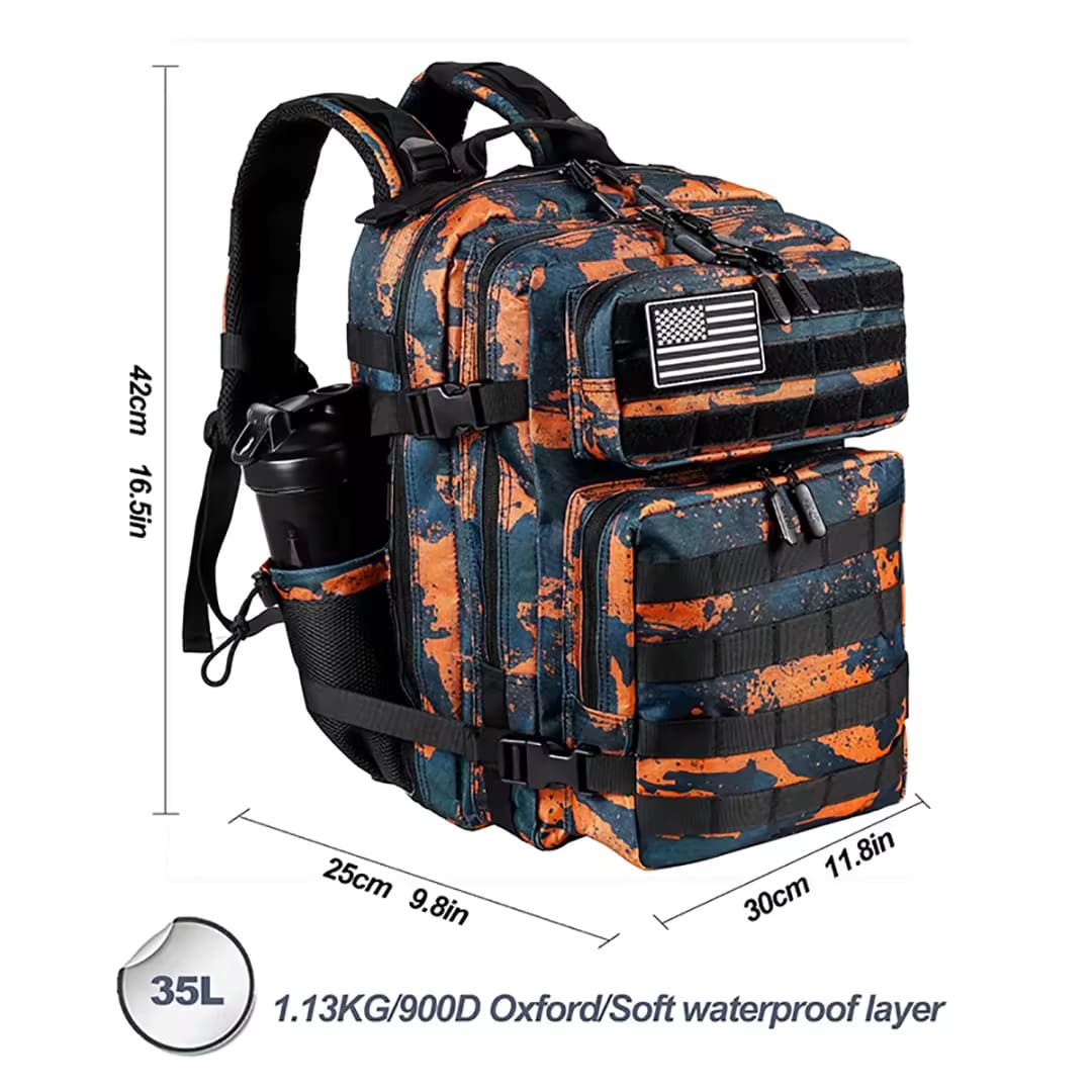 Tactical Backpack - Dark Gray/Orange